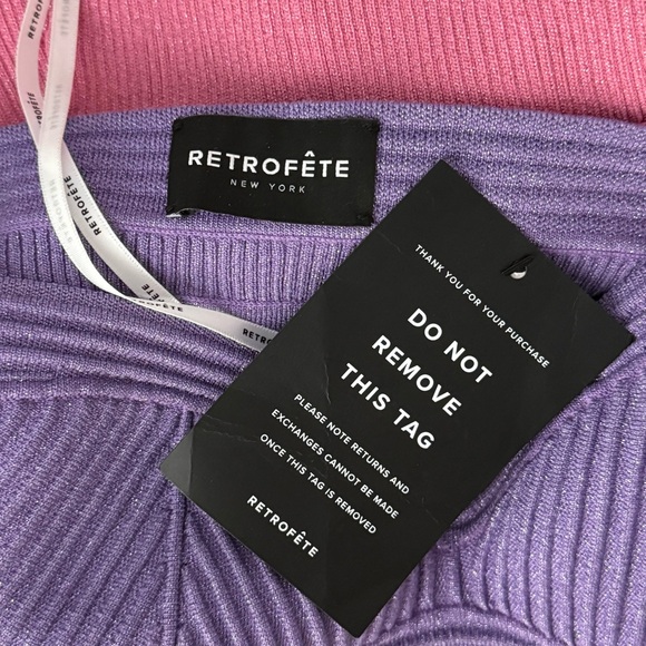 NWT RETROFETE Glitter Rib Knit Colorblock Halter Neck Cutout Waist Mini Dress XS - Picture 4 of 6